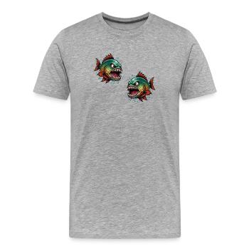 Piranha Deep Sea Fighter - Men's Premium Organic T-Shirt - heather grey - Front - Damien (186cm)