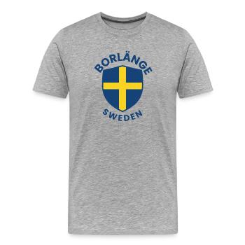Schwedischer Schild mit goldenem Kreuz - Männer Premium Bio T-Shirt - Grau meliert - Vorne - Damien (186cm)