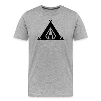 Camping Tent Outdoor Icon - Men's Premium Organic T-Shirt - heather grey - Front - Damien (186cm)