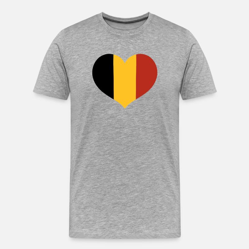 Herz der belgischen Flagge - Männer Premium Bio T-Shirt - Grau meliert
