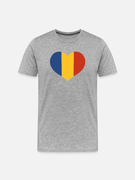 Romanian Flag Heart - Men's Premium Organic T-Shirt - heather grey