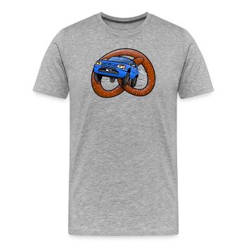 Les bretzels à roulettes - T-shirt bio Premium Homme - gris chiné - Devant - Damien (186cm)