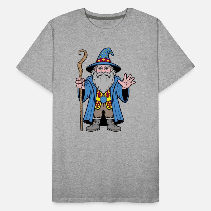 Kosmischer Zauberer mit Sternenhut Männer Premium Bio T-Shirt