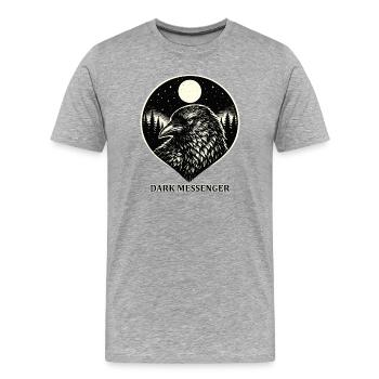 Dark Messenger - Raven in Woodcut Style - Men's Premium Organic T-Shirt - heather grey - Front - Damien (186cm)