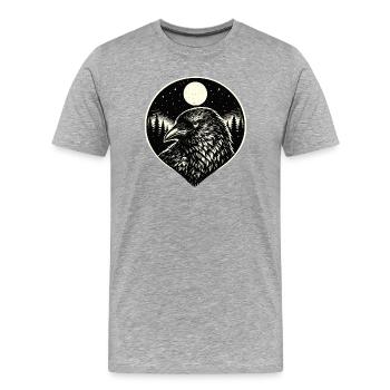 Dark Messenger - Raven in Woodcut Style - Men's Premium Organic T-Shirt - heather grey - Front - Damien (186cm)