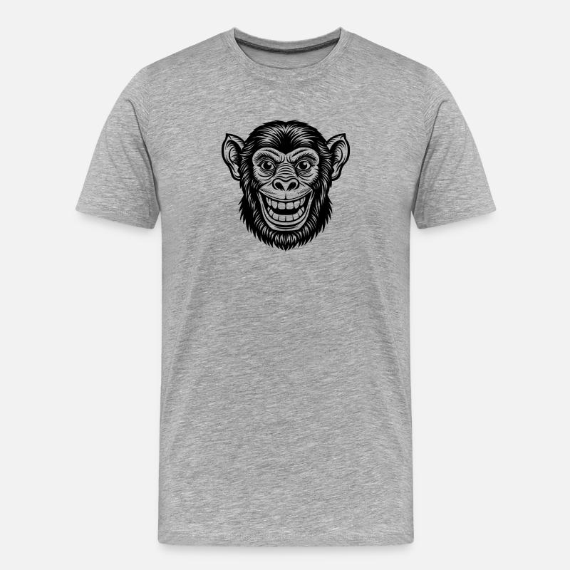 Affenkopf - Männer Premium Bio T-Shirt - Grau meliert