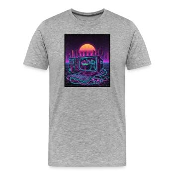 Rétro Cyber Gamer - T-shirt bio Premium Homme - gris chiné - Devant - Damien (186cm)