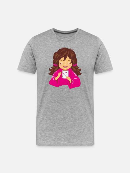 Smiling_girl_is_drinking_coffee - Men's Premium Organic T-Shirt - heather grey