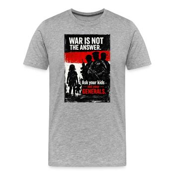 Antikriegs-Silhouettenkind gegen Generäle - Männer Premium Bio T-Shirt - Grau meliert - Vorne - Damien (186cm)