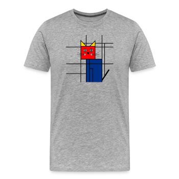 Art abstrait du chat - Mondrian géométrique - T-shirt bio Premium Homme - gris chiné - Devant - Damien (186cm)