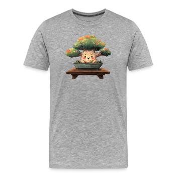 Kawaii Bonsai Smile in Pot - Men's Premium Organic T-Shirt - heather grey - Front - Damien (186cm)