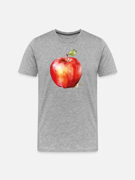 Aquarellapfel Frische Farbtöne - Männer Premium Bio T-Shirt - Grau meliert