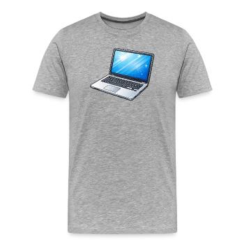 Ordinateur portable néon bleu clair - T-shirt bio Premium Homme - gris chiné - Devant - Damien (186cm)