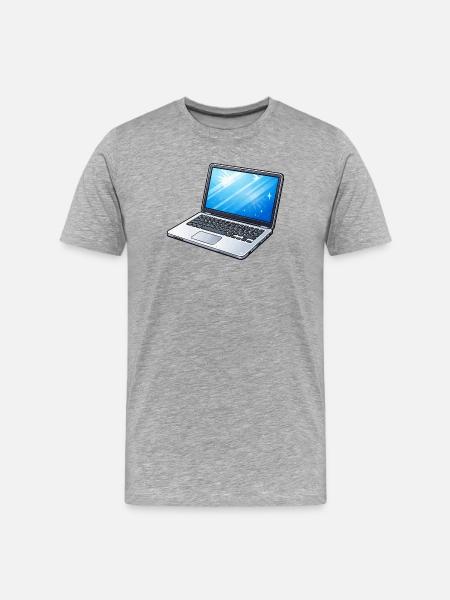 Laptop Light Blue Neon - Men's Premium Organic T-Shirt - heather grey