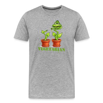 Vegetarian Carnivorous Plant Cartoon - Men's Premium Organic T-Shirt - heather grey - Front - Damien (186cm)