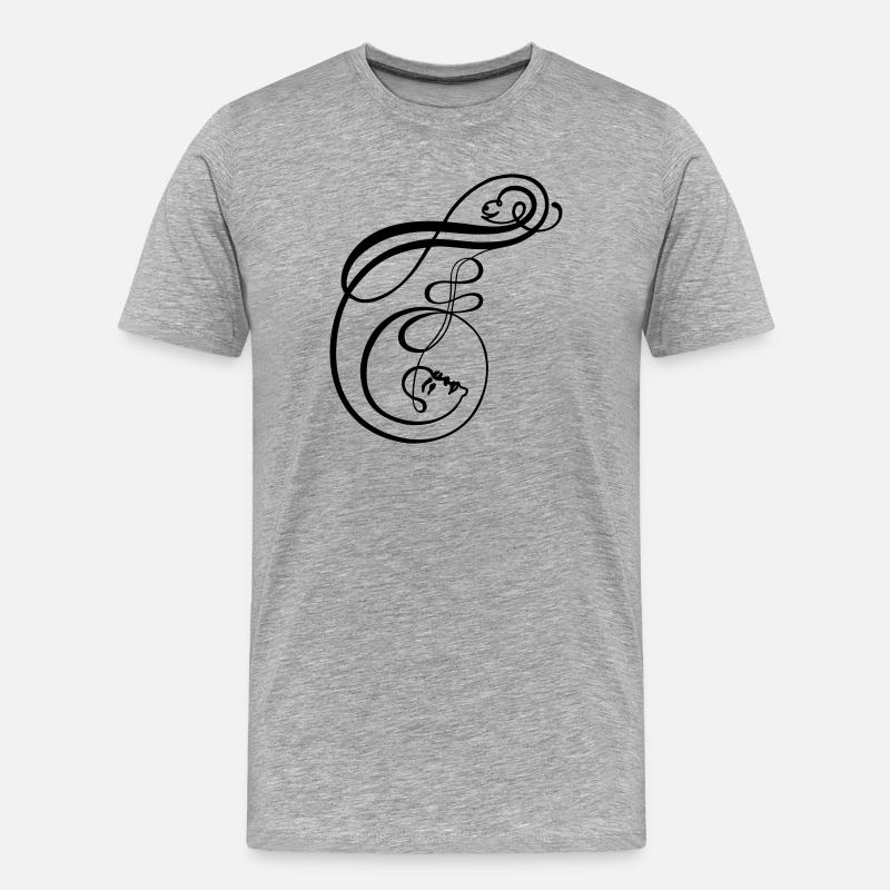 Faces de la calligraphie en forme de lettre F - T-shirt bio Premium Homme - gris chiné