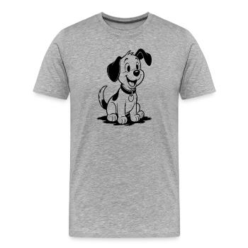 Ami chiot joyeux - T-shirt bio Premium Homme - gris chiné - Devant - Damien (186cm)