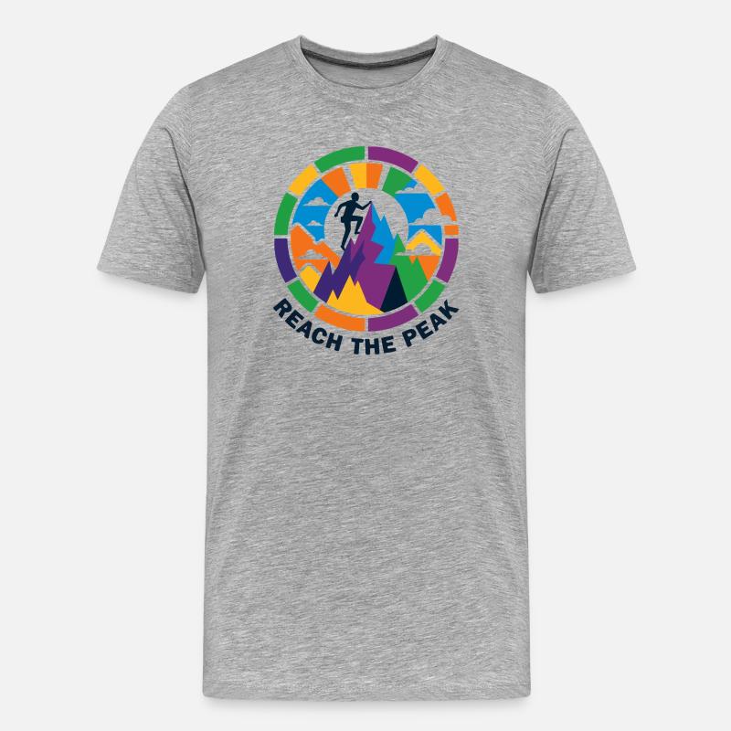 buntes Gipfelsturm Bergsteiger Kletterer Gipfel - Männer Premium Bio T-Shirt - Grau meliert