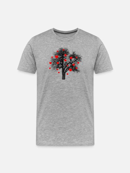 Red Hearts Tree with Hearts - Men's Premium Organic T-Shirt - heather grey