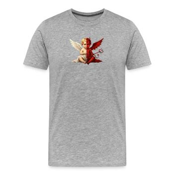 Dual Angel Devil Cherub - Männer Premium Bio T-Shirt - Grau meliert - Vorne - Damien (186cm)