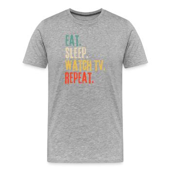 Mange, Dors, regarde la télé revivre Rétro Vintage - T-shirt bio Premium Homme - gris chiné - Devant - Damien (186cm)