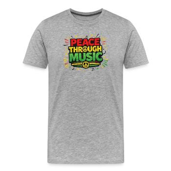 Peace Through Music Reggae - Men's Premium Organic T-Shirt - heather grey - Front - Damien (186cm)