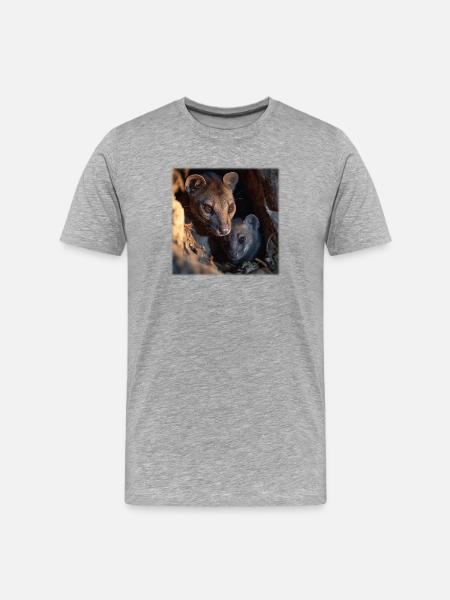 Fossa with cub – protection & connection - Men's Premium Organic T-Shirt - heather grey
