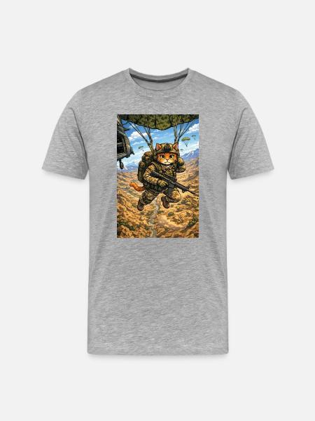 Military_Parachute_Don - Men's Premium Organic T-Shirt - heather grey