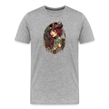 Steam Punk Schöne Frauen Steampunk - Männer Premium Bio T-Shirt - Grau meliert - Vorne - Damien (186cm)