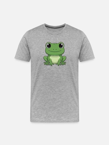 Happy Frog Cartoon Green - Men's Premium Organic T-Shirt - heather grey