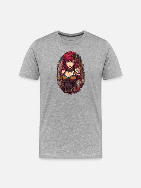 Steam Punk Beautiful Women Steampunk - Men's Premium Organic T-Shirt - heather grey