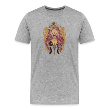 Steam Punk Schöne Frauen Steampunk - Männer Premium Bio T-Shirt - Grau meliert - Vorne - Damien (186cm)