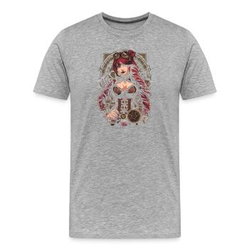 Steam Punk Schöne Frauen Steampunk - Männer Premium Bio T-Shirt - Grau meliert - Vorne - Damien (186cm)
