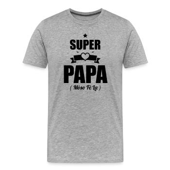 Super Papa Gift - Mòso Fè La T-shirt - Men's Premium Organic T-Shirt - heather grey - Front - Damien (186cm)
