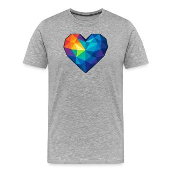 Herz Low Poly - Liebe - Valentinstag - Männer Premium Bio T-Shirt - Grau meliert - Vorne - Damien (186cm)
