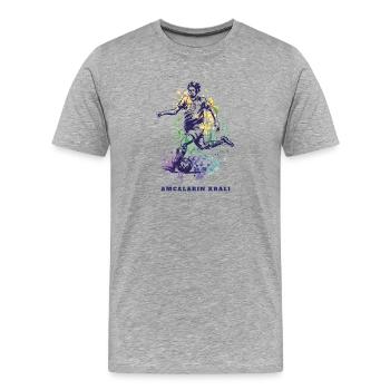 Amcalarin Krali Football Oncle Design - T-shirt bio Premium Homme - gris chiné - Devant - Damien (186cm)