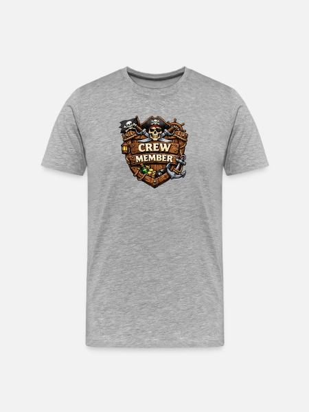 Pirat Crew Member Abzeichen - Männer Premium Bio T-Shirt - Grau meliert