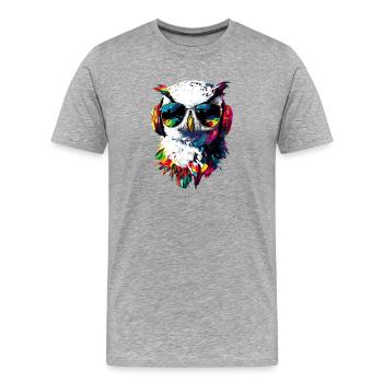 Chouette blanche Chouette Chouette Chouette Chouette Chouette Chouette des neiges - T-shirt bio Premium Homme - gris chiné - Devant - Damien (186cm)
