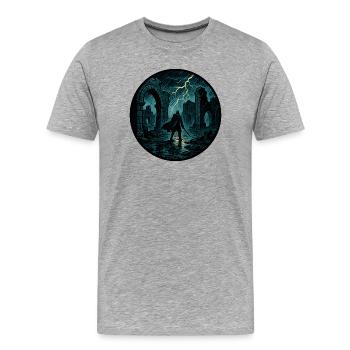 Les Guerriers de la Tempête - T-shirt bio Premium Homme - gris chiné - Devant - Damien (186cm)