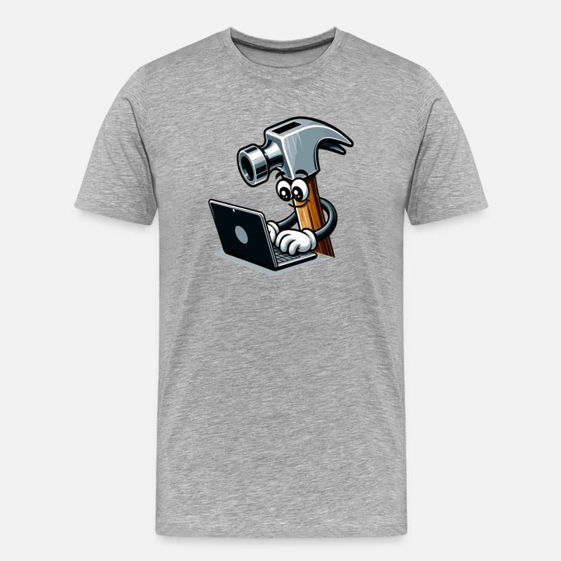 HammerCode: Werkzeug trifft Bits - Männer Premium Bio T-Shirt - Grau meliert