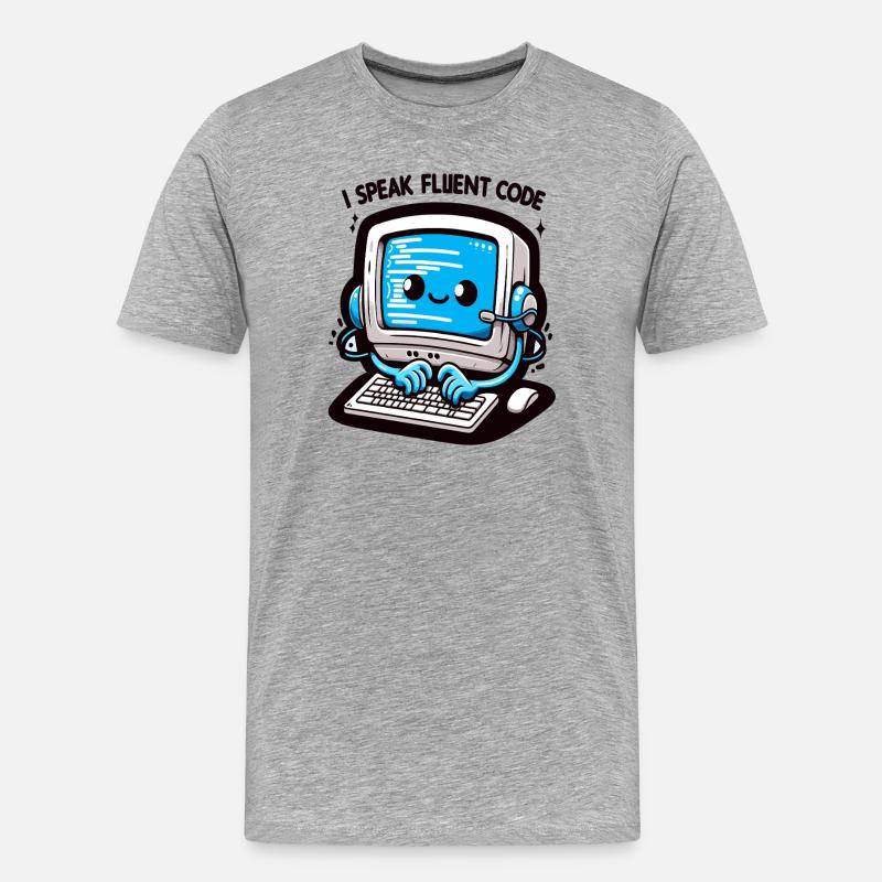 I Speak Fluent Code Retro Computer - Men's Premium Organic T-Shirt - heather grey