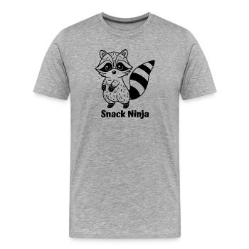 Raccoon Silent Gourmet - Men's Premium Organic T-Shirt - heather grey - Front - Damien (186cm)
