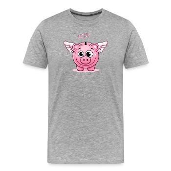 Tirelire mignonne avec des ailes - T-shirt bio Premium Homme - gris chiné - Devant - Damien (186cm)