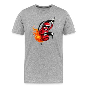 Cool fire extinguisher with flames - Men's Premium Organic T-Shirt - heather grey - Front - Damien (186cm)