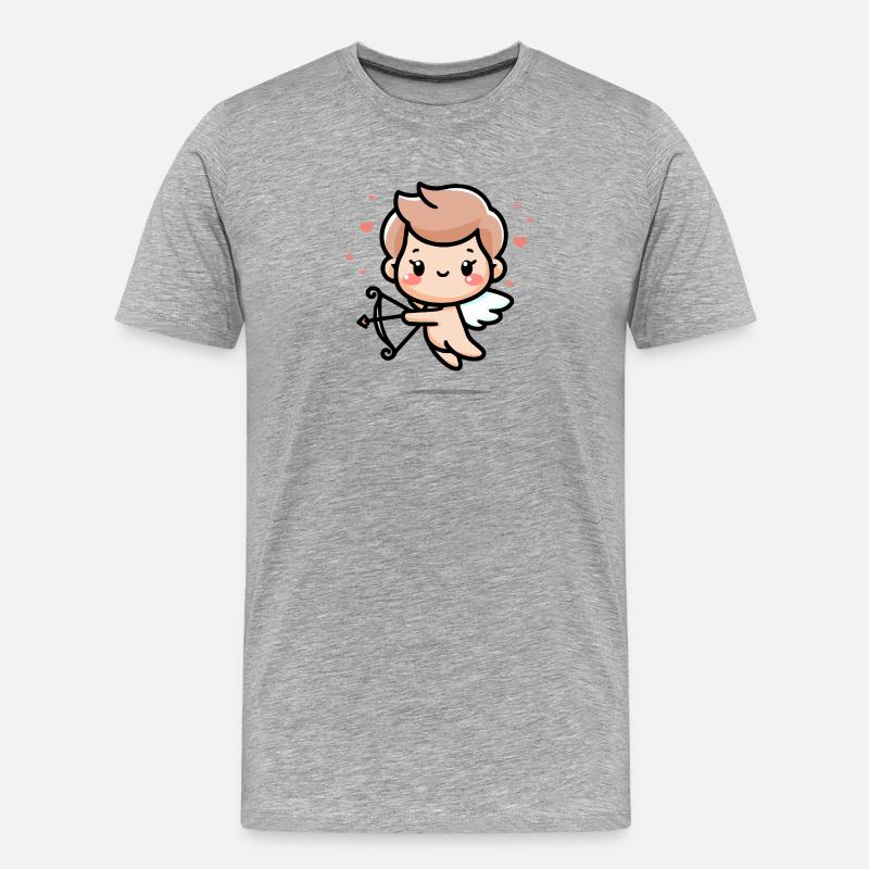 Süßer Amor-Engel - Männer Premium Bio T-Shirt - Grau meliert