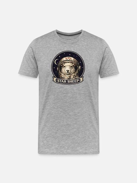 Star Sheep Astronaut Helm - Männer Premium Bio T-Shirt - Grau meliert