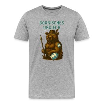 Bayerischer Bär Boarisches Urviech - Männer Premium Bio T-Shirt - Grau meliert - Vorne - Damien (186cm)