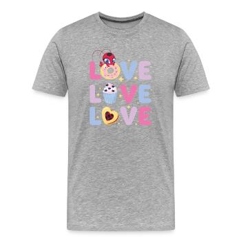 Miraculous Love Love Love Schriftzüge - Männer Premium Bio T-Shirt - Grau meliert - Vorne - Damien (186cm)
