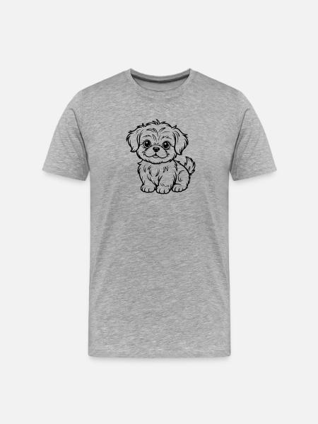 Cuddly Dog Line Drawing - Men's Premium Organic T-Shirt - heather grey