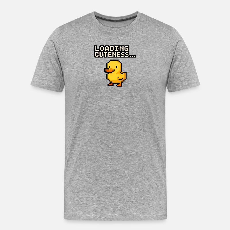 pixel Ente loading cuteness - Männer Premium Bio T-Shirt - Grau meliert